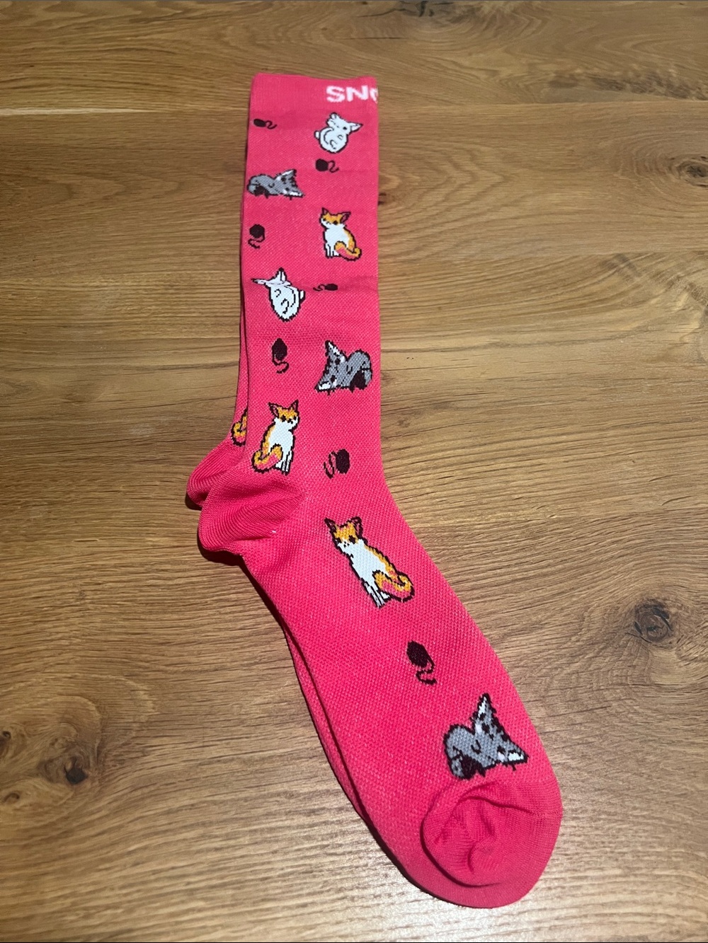 SNOX Compression Socks L/XL Pink Cat Print 15-20 mmHg Knee High NEW
